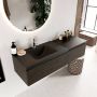 Mondiaz BUKLA badmeubelset 140x45x34cm 1 kraangat wasbak links solid surface Urban greeploos 2 lades met softclose Melamine Dark brown BUKLA10244 - Thumbnail 2