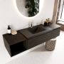 Mondiaz BUKLA badmeubelset 160x45x34cm 1 kraangat wasbak midden solid surface Urban greeploos 2 lades met softclose Melamine Dark brown BUKLA20160 - Thumbnail 3