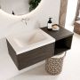 Mondiaz BUKLA badmeubelset 100x45x34cm 0 kraangaten wasbak links solid surface Talc greeploos 1 lade met softclose Melamine Dark brown BUKLA20089 - Thumbnail 2