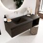 Mondiaz BUKLA badmeubelset 120x45x34cm 0 kraangaten wasbak links solid surface Urban greeploos 1 lade met softclose Melamine Dark brown BUKLA20155 - Thumbnail 3