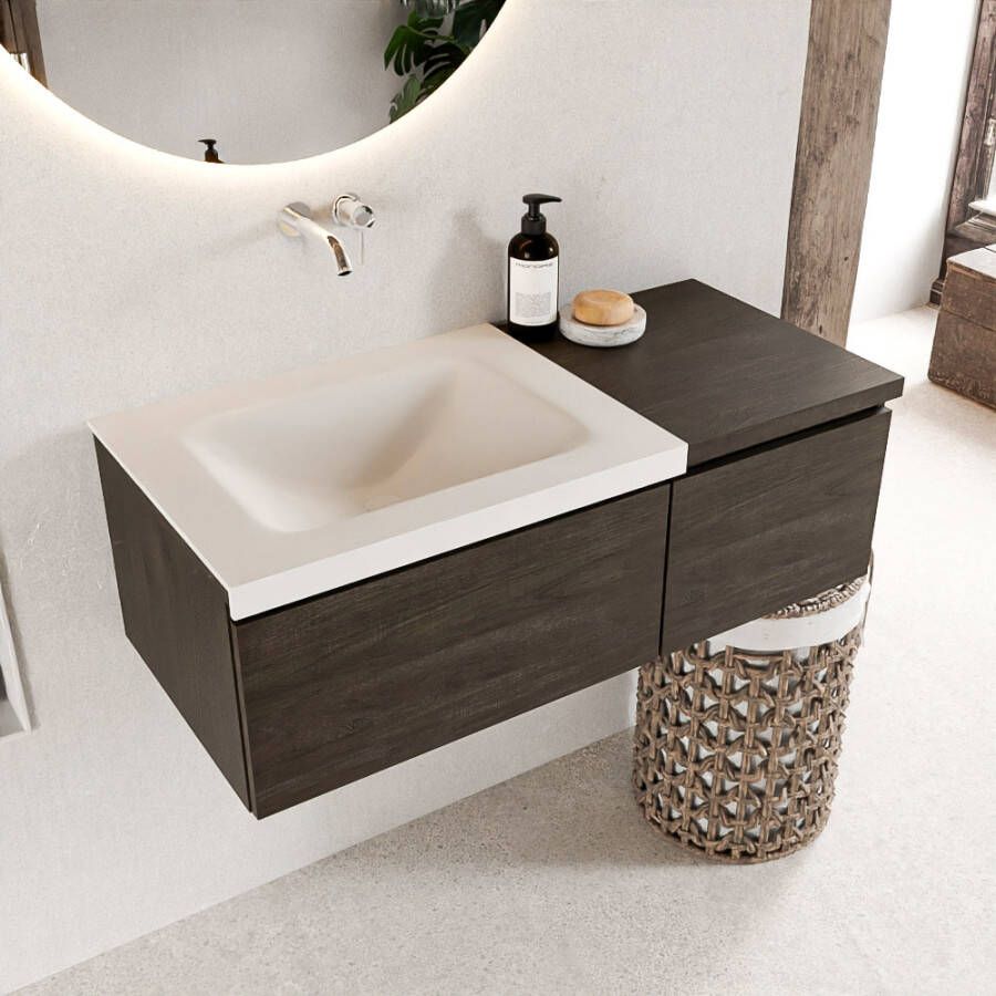 Mondiaz Bukla badmeubel links 100 dark brown en talc