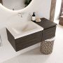 Mondiaz BUKLA badmeubelset 100x45x34cm 0 kraangaten wasbak links solid surface Talc greeploos 2 lades met softclose Melamine Dark brown BUKLA10137 - Thumbnail 2