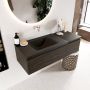 Mondiaz BUKLA badmeubelset 120x45x34cm 0 kraangaten wasbak links solid surface Urban greeploos 2 lades met softclose Melamine Dark brown BUKLA10215 - Thumbnail 2