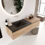 Mondiaz BUKLA badmeubelset 140x45x34cm 0 kraangaten wasbak links solid surface Urban greeploos 2 lades met softclose Melamine Washed Oak BUKLA10115 - Thumbnail 2