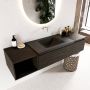 Mondiaz BUKLA badmeubelset 160x45x34cm 0 kraangaten wasbak midden solid surface Urban greeploos 2 lades met softclose Melamine Dark brown BUKLA20159 - Thumbnail 3