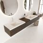 Mondiaz BUKLA badmeubelset 240x45x34cm 2 kraangaten 2 wasbakken solid surface Talc greeploos 4 lades met softclose Melamine Dark brown BUKLA10160 - Thumbnail 4