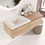 Mondiaz BUKLA badmeubelset 120x45x34cm 0 kraangaten wasbak links solid surface Talc greeploos 2 lades met softclose Melamine Washed Oak BUKLA10037 - Thumbnail 3