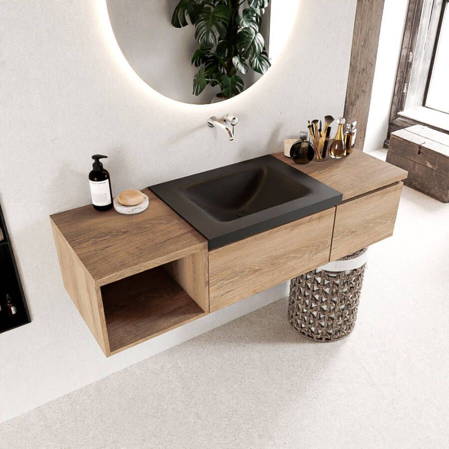 Mondiaz Bukla badmeubel links 2 lades 140 washed oak en urban