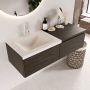 Mondiaz BUKLA badmeubelset 120x45x34cm 1 kraangat wasbak links solid surface Talc greeploos 2 lades met softclose Melamine Dark brown BUKLA10166 - Thumbnail 3