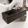 Mondiaz BUKLA badmeubelset 120x45x34cm 1 kraangat wasbak links solid surface Urban greeploos 2 lades met softclose Melamine Dark brown BUKLA10230 - Thumbnail 3