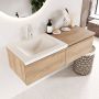 Mondiaz BUKLA badmeubelset 120x45x34cm 1 kraangat wasbak links solid surface Talc greeploos 2 lades met softclose Melamine Washed Oak BUKLA10038 - Thumbnail 3