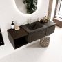 Mondiaz BUKLA badmeubelset 140x45x34cm 1 kraangat wasbak rechts solid surface Urban greeploos 2 lades met softclose Melamine Dark brown BUKLA20138 - Thumbnail 3