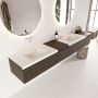Mondiaz BUKLA badkamermeubelset 240x45x34cm 0 kraangaten 2 wasbakken solid surface Talc greeploos 4 lades met softclose Melamine Dark brown BUKLA10159 - Thumbnail 2