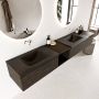 Mondiaz BUKLA badmeubelset 240x45x34cm 0 kraangaten 2 wasbakken solid surface Urban greeploos 3 lades met softclose Melamine Dark brown BUKLA20167 - Thumbnail 3