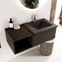 Mondiaz BUKLA badmeubelset 100x45x34cm 1 kraangat wasbak rechts solid surface Urban greeploos 1 lade met softclose Melamine Dark brown BUKLA20136 - Thumbnail 2