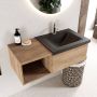 Mondiaz BUKLA badmeubelset 100x45x34cm 1 kraangat wasbak rechts solid surface Urban greeploos 1 lade met softclose Melamine Washed Oak BUKLA20048 - Thumbnail 2