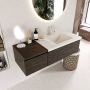 Mondiaz BUKLA badmeubelset 120x45x34cm 1 kraangat wasbak rechts solid surface Talc greeploos 2 lades met softclose Melamine Dark brown BUKLA10154 - Thumbnail 3