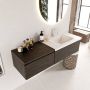 Mondiaz BUKLA badmeubelset 140x45x34cm 1 kraangat wasbak rechts solid surface Talc greeploos 2 lades met softclose Melamine Dark brown BUKLA10182 - Thumbnail 2