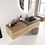 Mondiaz BUKLA badmeubelset 140x45x34cm 1 kraangat wasbak rechts solid surface Urban greeploos 2 lades met softclose Melamine Washed Oak BUKLA10118 - Thumbnail 2