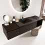 Mondiaz BUKLA badmeubelset 160x45x34cm 1 kraangat wasbak midden solid surface Urban greeploos 2 lades met softclose Melamine Dark brown BUKLA20162 - Thumbnail 3