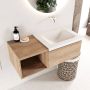 Mondiaz BUKLA badmeubelset 100x45x34cm 0 kraangaten wasbak rechts solid surface Talc greeploos 1 lade met softclose Melamine Washed Oak BUKLA20003 - Thumbnail 2