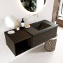 Mondiaz BUKLA badmeubelset 120x45x34cm 0 kraangaten wasbak rechts solid surface Urban greeploos 1 lade met softclose Melamine Dark brown BUKLA20157 - Thumbnail 2