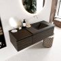 Mondiaz BUKLA badmeubelset 120x45x34cm 0 kraangaten wasbak rechts solid surface Urban greeploos 2 lades met softclose Melamine Dark brown BUKLA10217 - Thumbnail 3