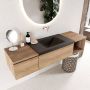 Mondiaz BUKLA badmeubelset 160x45x34cm 0 kraangaten wasbak midden solid surface Urban greeploos 2 lades met softclose Melamine Washed Oak BUKLA20073 - Thumbnail 3