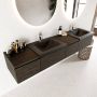 Mondiaz BUKLA badkamermeubelset 200x45x34cm 2 kraangaten 2 wasbakken solid surface Urban greeploos 4 lades met softclose Melamine Dark brown BUKLA10212 - Thumbnail 2