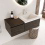 Mondiaz BUKLA badmeubelset 100x45x34cm 1 kraangat wasbak rechts solid surface Talc greeploos 2 lades met softclose Melamine Dark brown BUKLA10140 - Thumbnail 2