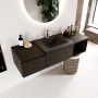 Mondiaz BUKLA badmeubelset 140x45x34cm 1 kraangat wasbak rechts solid surface Urban greeploos 2 lades met softclose Melamine Dark brown BUKLA20140 - Thumbnail 3