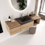 Mondiaz BUKLA badmeubelset 140x45x34cm 1 kraangat wasbak midden solid surface Urban greeploos 2 lades met softclose Melamine Washed Oak BUKLA20052 - Thumbnail 2