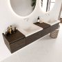 Mondiaz BUKLA badkamermeubelset 200x45x34cm 0 kraangaten 2 wasbakken solid surface Talc greeploos 4 lades met softclose Melamine Dark brown BUKLA10147 - Thumbnail 2