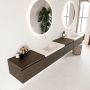 Mondiaz BUKLA badkamermeubelset 280x45x34cm 0 kraangaten 2 wasbakken solid surface Talc greeploos 4 lades met softclose Melamine Dark brown BUKLA10189 - Thumbnail 2