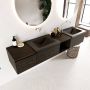 Mondiaz BUKLA badkamermeubelset 200x45x34cm 0 kraangaten 2 wasbakken solid surface Urban greeploos 3 lades met softclose Melamine Dark brown BUKLA20147 - Thumbnail 2
