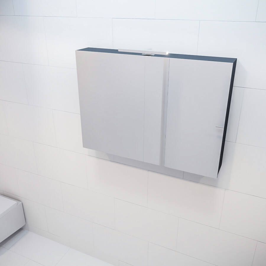 Mondiaz Spiegelkast Vico Cube | 100x70 cm | 2 Deuren | Zonder verlichting | Zwart