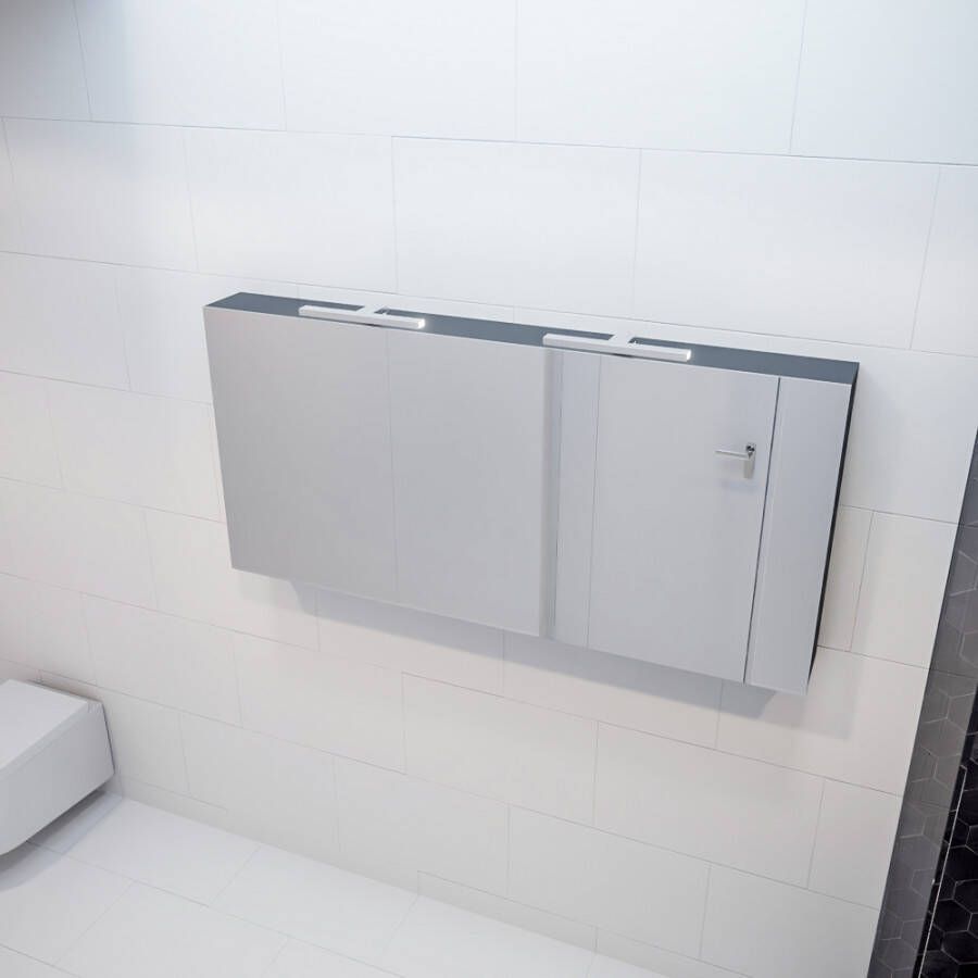 Mondiaz Spiegelkast Vico Cube | 150x70 cm | 3 Deuren | Zonder verlichting | Antraciet
