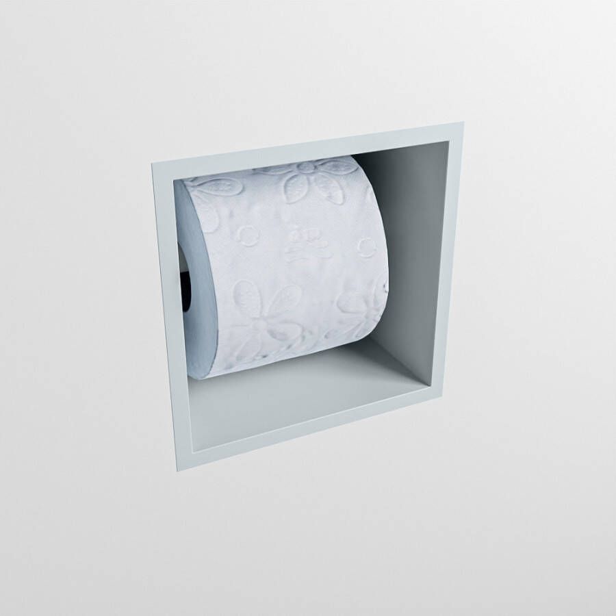 Mondiaz Easy Toiletrolhouder CUBE 160 solid surface 16x16cm kleur Clay. Geschikt voor op en inbouw.