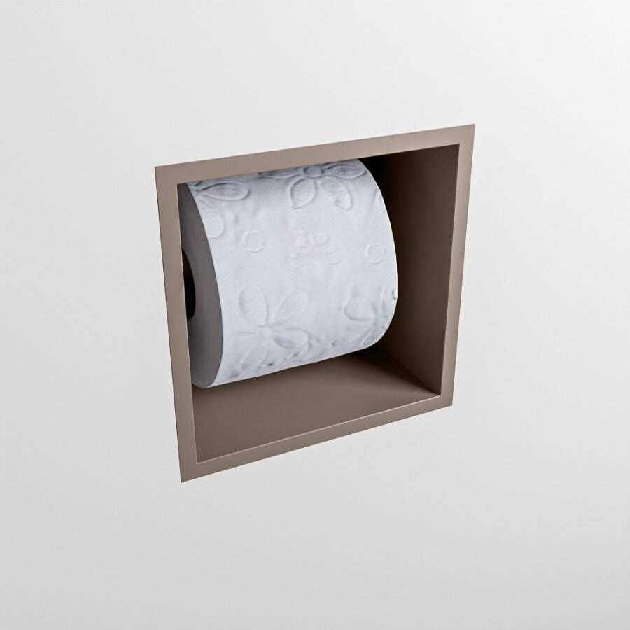 Mondiaz Easy Toiletrolhouder CUBE 160 solid surface 16x16cm kleur Smoke. Geschikt voor op en inbouw.