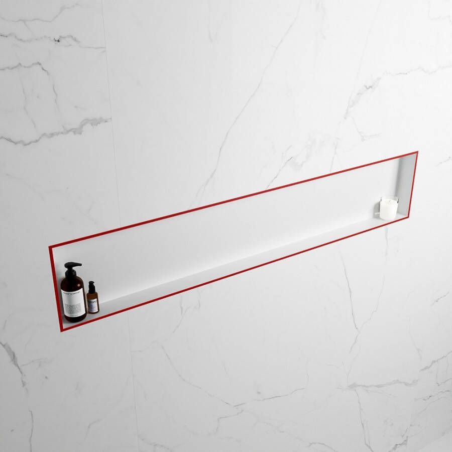 Mondiaz Easy nis 29.5x149.5x8cm voor Inbouw opbouw 1 open vak Solid surface Talc Fire M80027Fire Talc