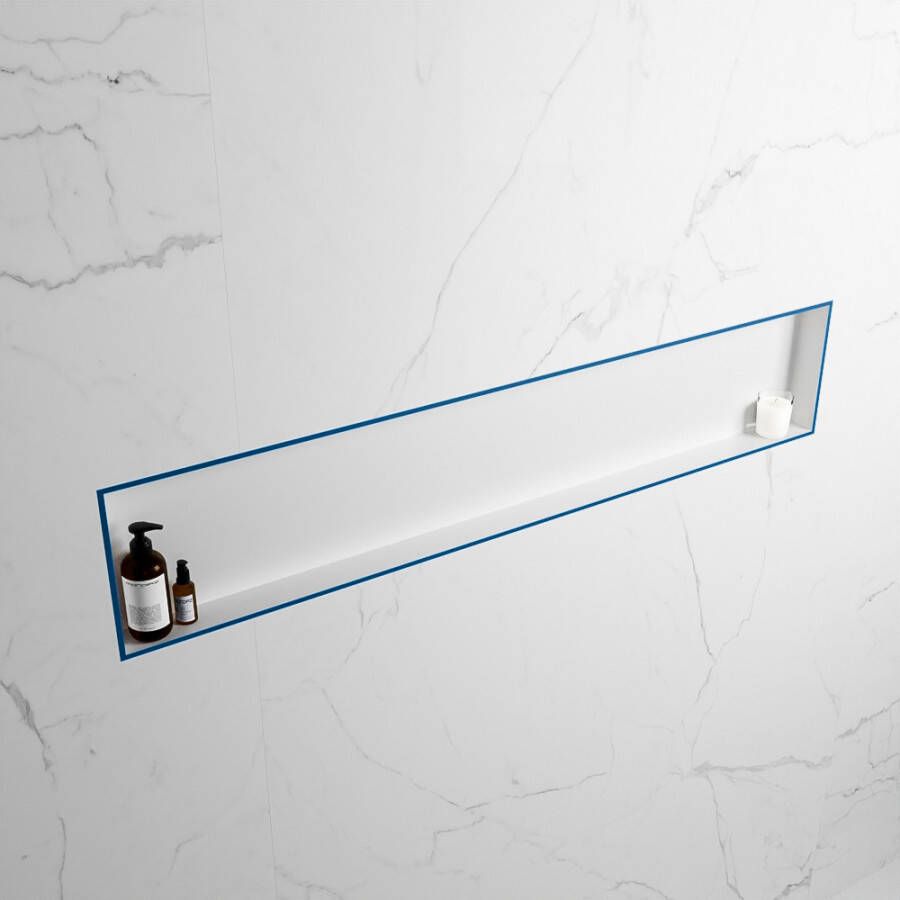 Mondiaz Easy nis 29.5x149.5x8cm voor Inbouw opbouw 1 open vak Solid surface Talc Jeans M80027Jeans Talc - Foto 2