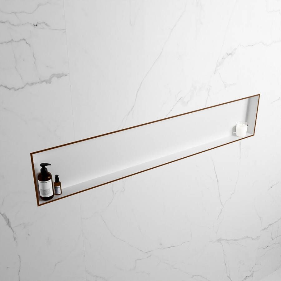Mondiaz Easy nis 29.5x149.5x8cm voor Inbouw opbouw 1 open vak Solid surface Talc Rust M80027Rust Talc - Foto 3