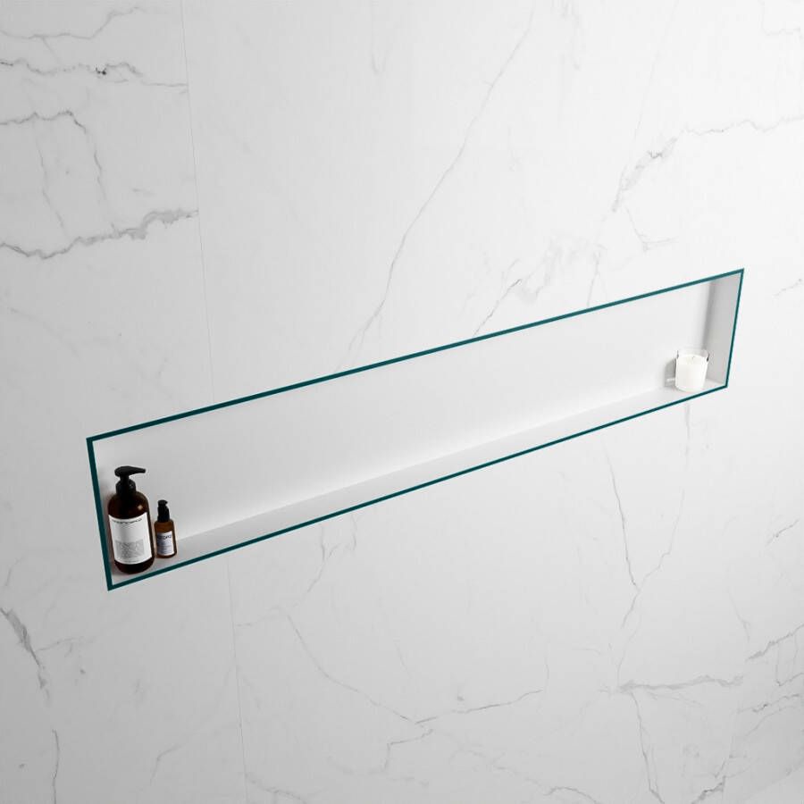 Mondiaz Easy nis 29.5x149.5x8cm voor Inbouw opbouw 1 open vak Solid surface Talc Smag M80027Smag Talc - Foto 2