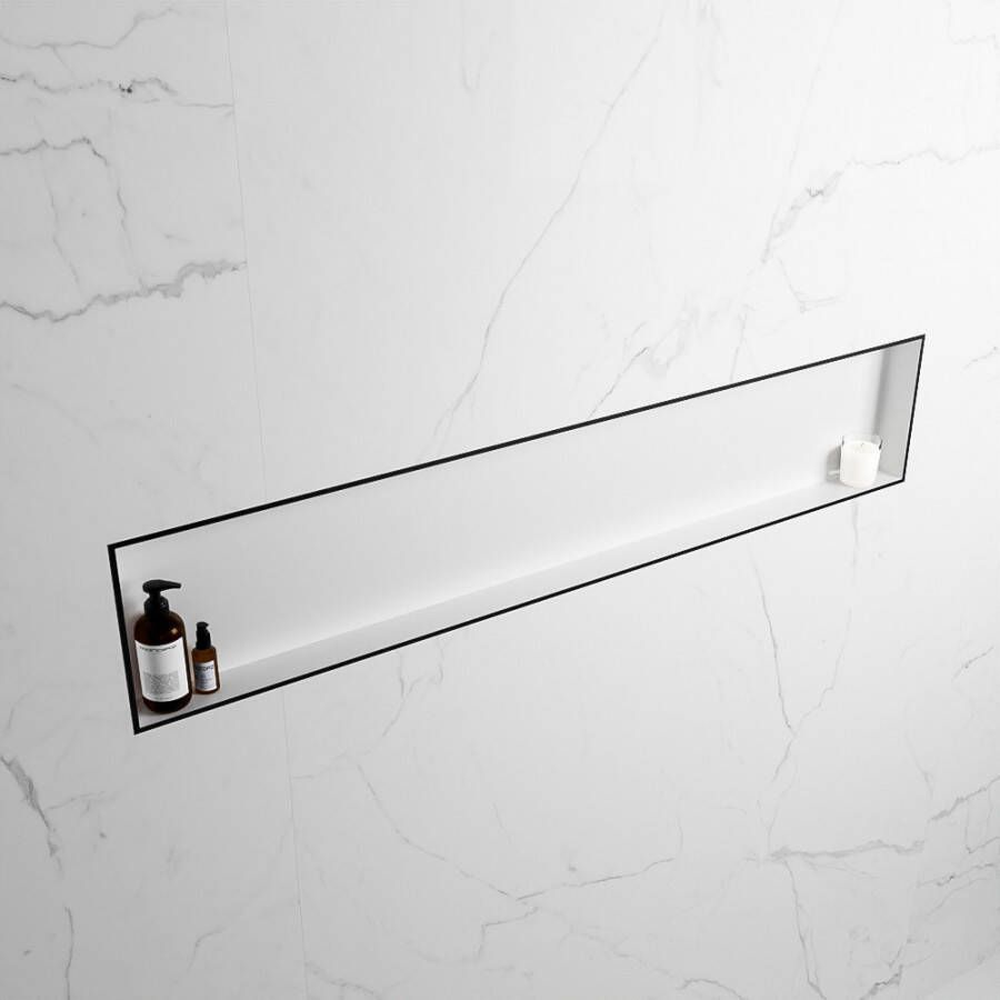 Mondiaz Easy nis 29.5x149.5x8cm voor Inbouw opbouw 1 open vak Solid surface Talc Urban M80026Urban Talc - Foto 2
