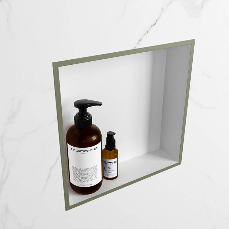 Mondiaz Easy nis 29.5x29.5x8cm voor Inbouw opbouw 1 open vak Solid surface Talc Army M80011Army Talc