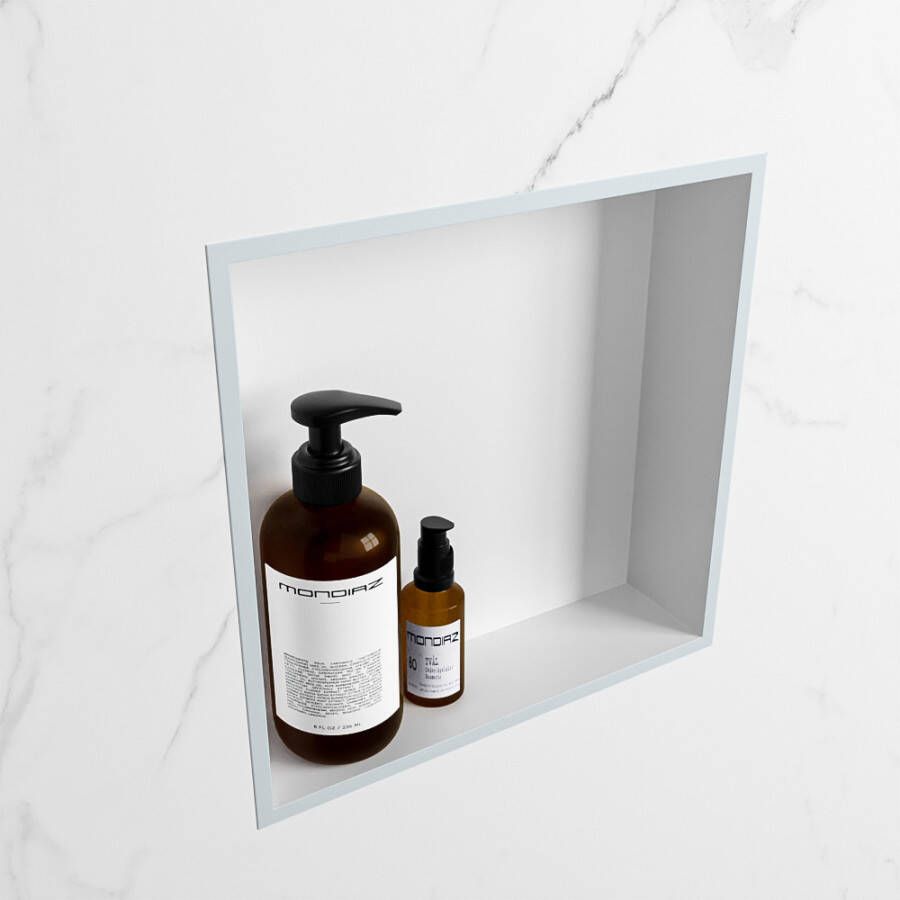 Mondiaz Easy nis 29.5x29.5x8cm voor Inbouw opbouw 1 open vak Solid surface Talc Clay M80011Clay Talc
