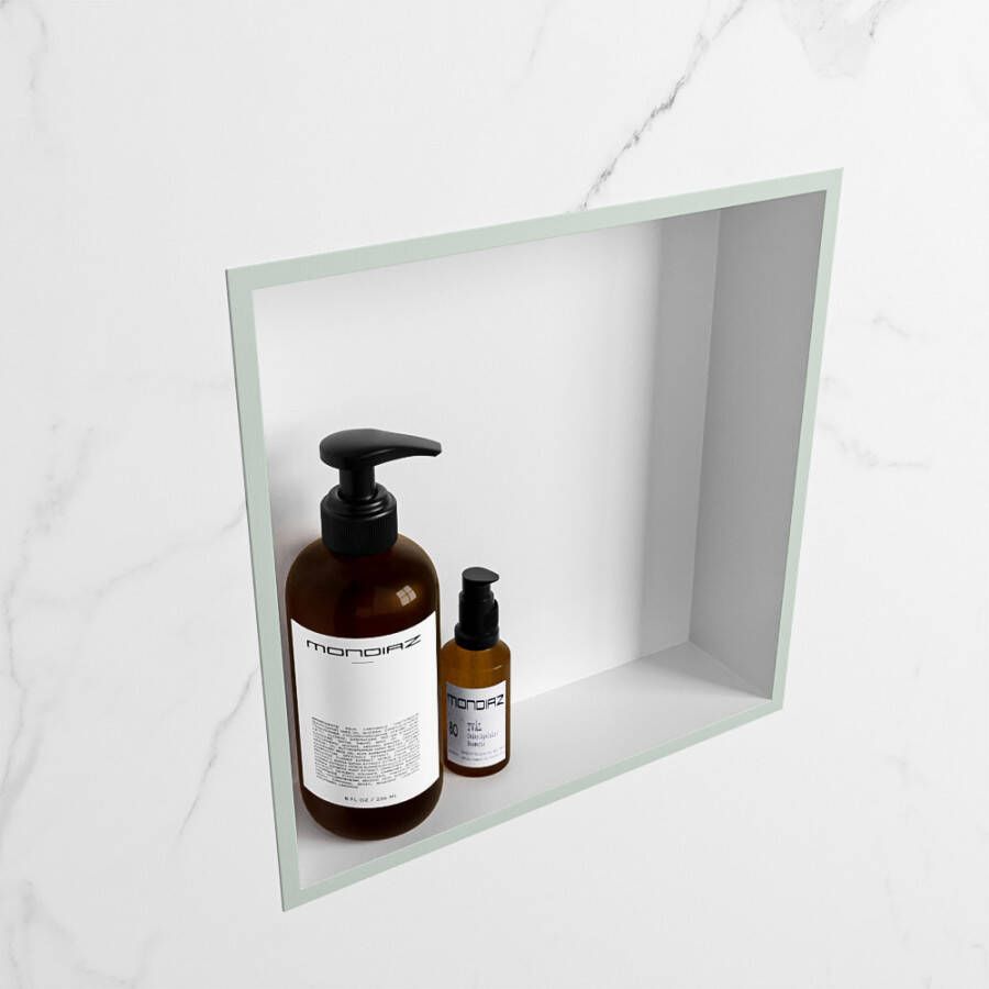 Mondiaz Easy nis 29.5x29.5x8cm voor Inbouw opbouw 1 open vak Solid surface Talc Greey M80011Greey Talc