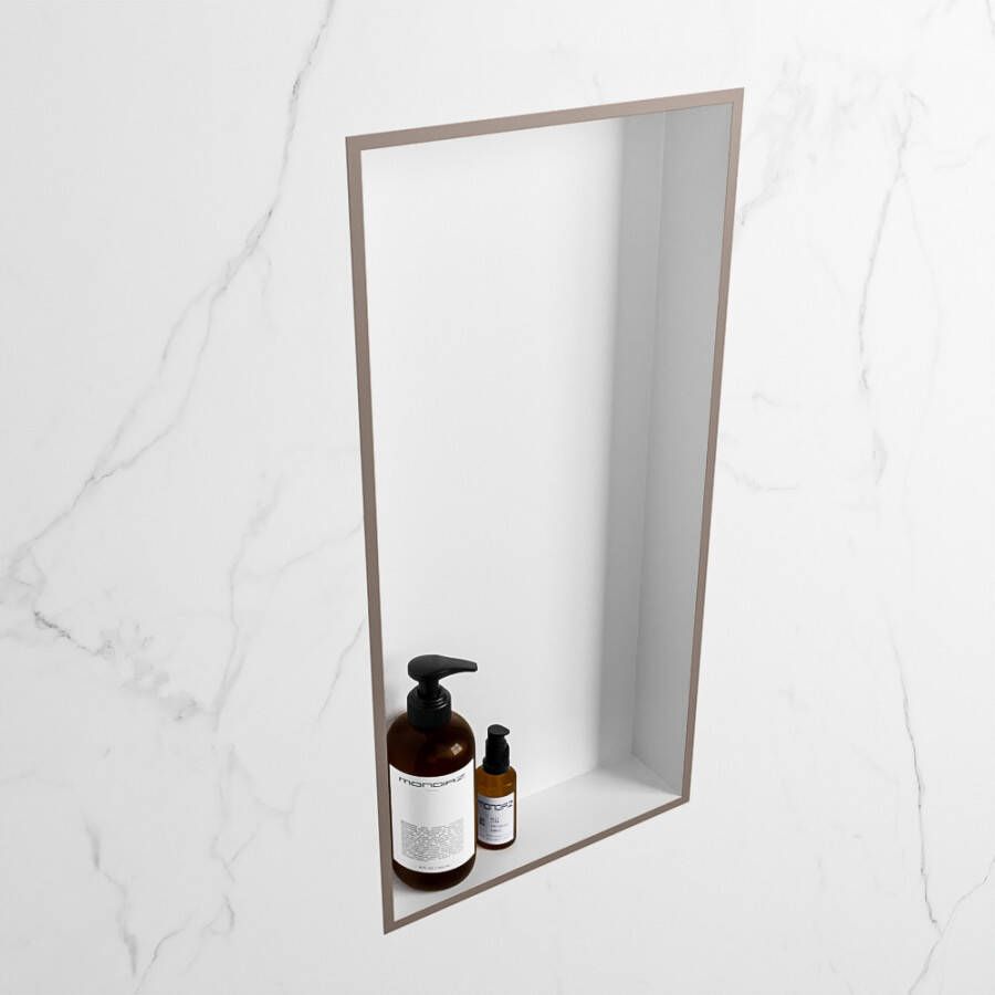 Mondiaz Easy nis 29.5x59.5x8cm voor Inbouw opbouw 1 open vak Solid surface Talc Smoke M80019Smoke Talc