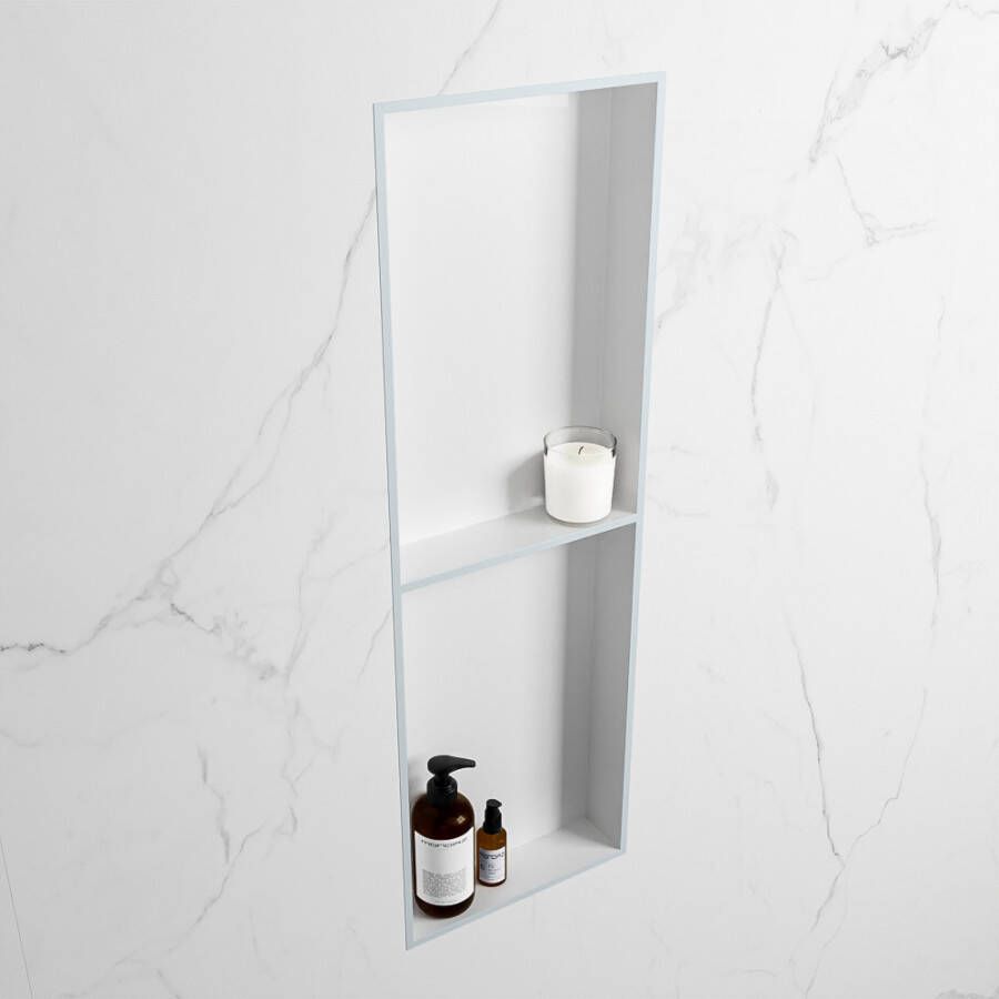 Mondiaz Easy nis 29.5x149.5x8cm voor Inbouw opbouw 2 open vakken Solid surface Talc Clay M80041Clay Talc - Foto 2