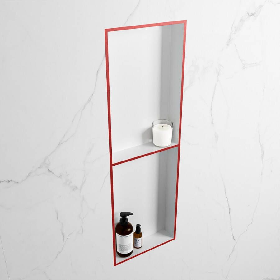 Mondiaz Easy nis 29.5x149.5x8cm voor Inbouw opbouw 2 open vakken Solid surface Talc Fire M80041Fire Talc - Foto 2